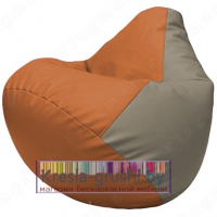 Бескаркасное кресло мешок Груша Г2.3-2002 (оранжевый, светло-серый)